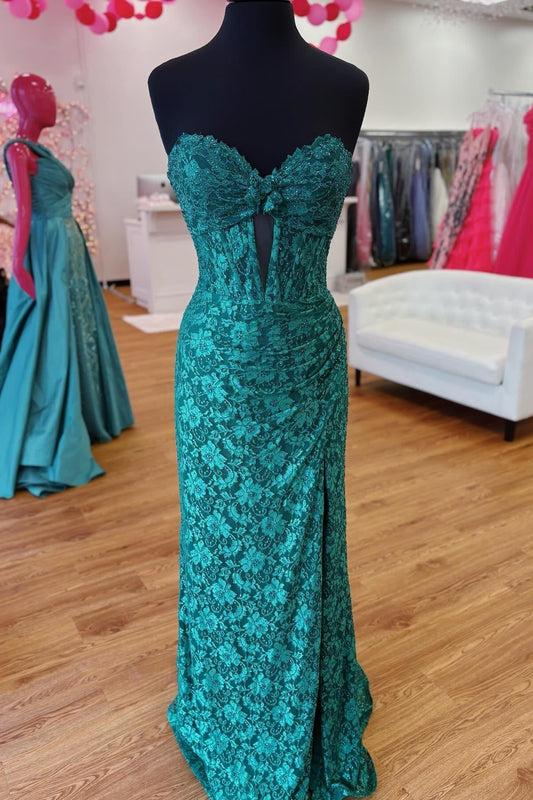 Mermaid Sweetheart Strapless Mermaid Party Prom Dress With Slit