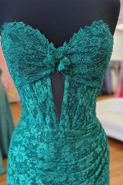 Mermaid Sweetheart Strapless Mermaid Party Prom Dress With Slit