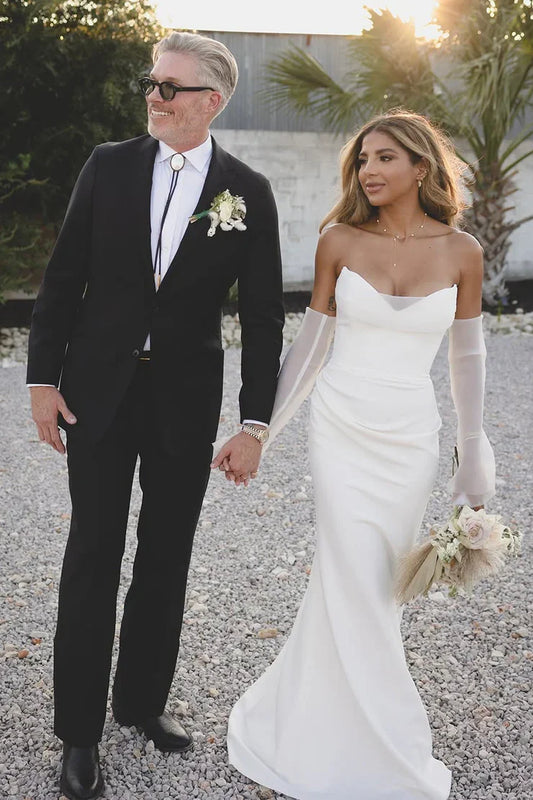 Mermaid V-Neck Strapless Empire Satin Summer Wedding Dress