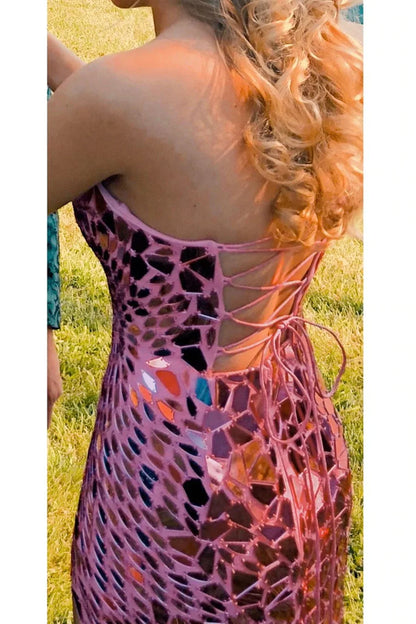 Modest Strapless Lace Up Beaded Mermaid Party Prom Dress With Slit