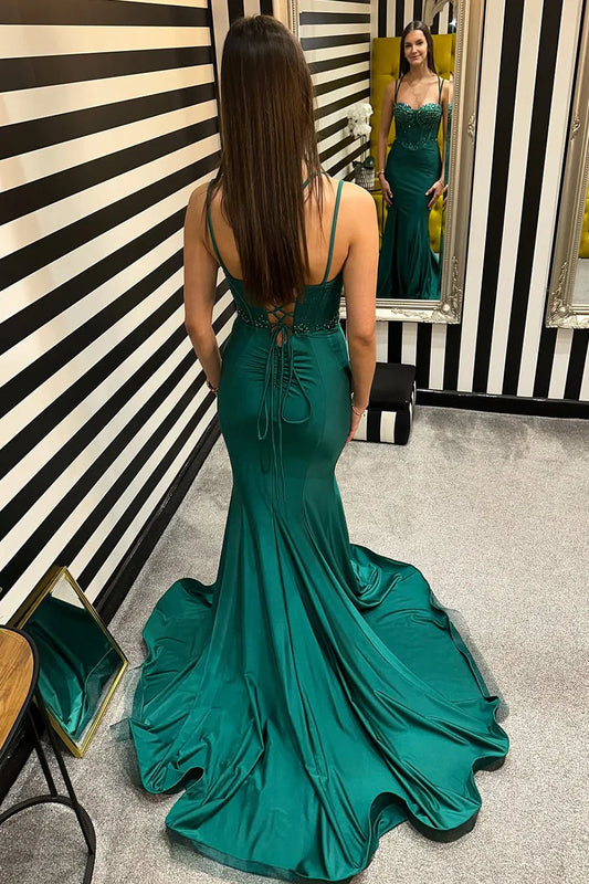 Modest Sweetheart Sleeveless Beaded Mermaid Party Prom Dress