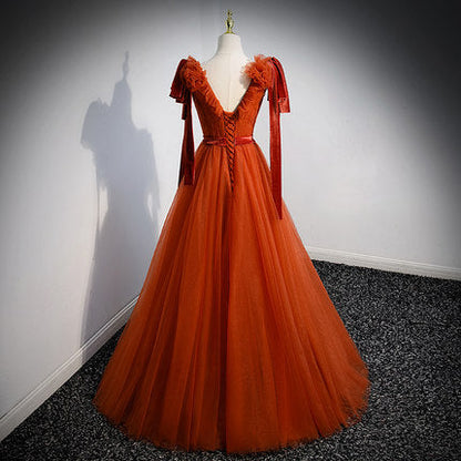 A Line Organge Long Prom Dresses SH200