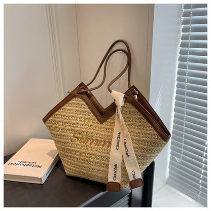 Small versatile straw shoulder bag tote bag ED0446