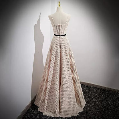 Simple A line Long Lace Prom Dresses SH228