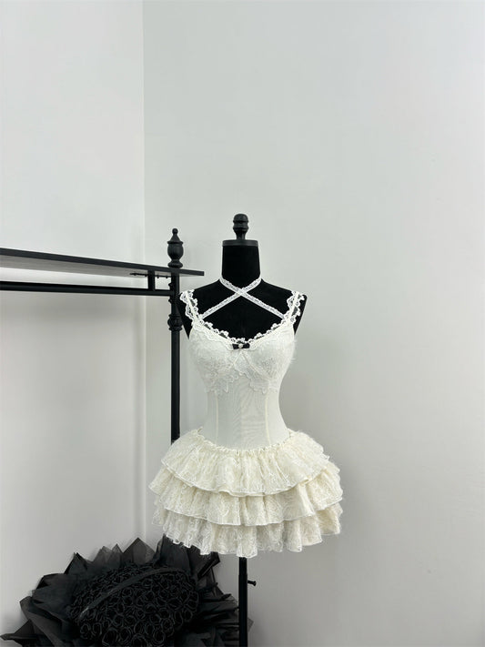 Cute Spaghetti Straps Ballet Skirt Ruffles Summer Dress Holiday Party Outfits For Women DP0091
