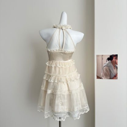 Cute A Line Square Halter Lace Summer Dress Holiday Party Outfits For Girls DP0140