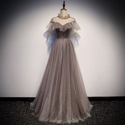 Simple A line Prom Dresses Tulle Evening Dress SH073