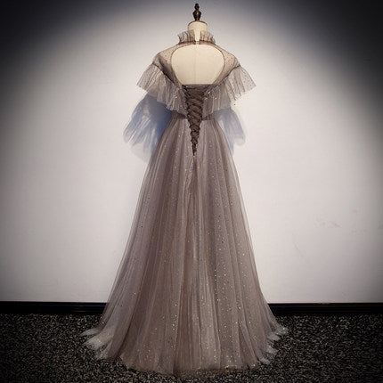 Simple A line Prom Dresses Tulle Evening Dress SH073