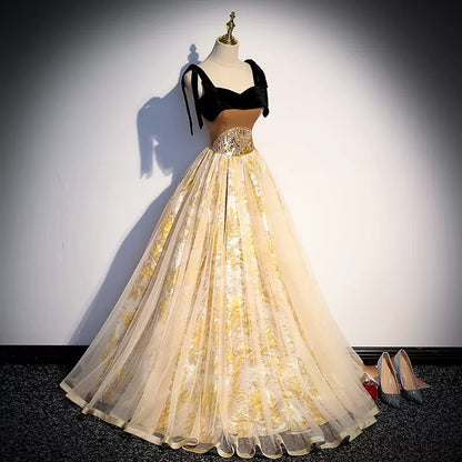 Simple A line Long Tulle Prom Dresses SH233