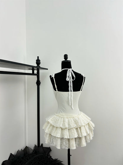 Cute Spaghetti Straps Ballet Skirt Ruffles Summer Dress Holiday Party Outfits For Women DP0091
