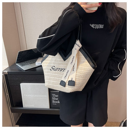 Small versatile straw shoulder bag tote bag ED0446