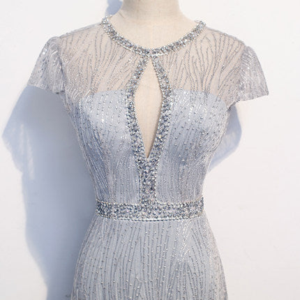 Sexy Sequin Prom Dresses Silver Evening Dress SH072