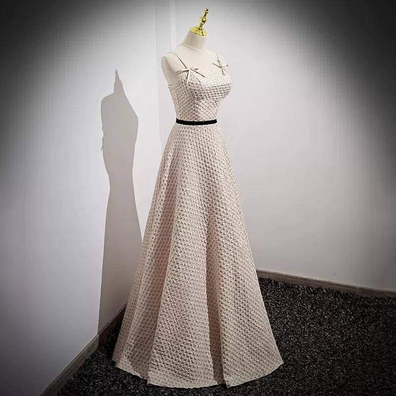 Simple A line Long Lace Prom Dresses SH228