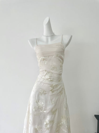 Cute Mermaid Spaghetti Straps Lace Long Summer Dress For Women DP0017