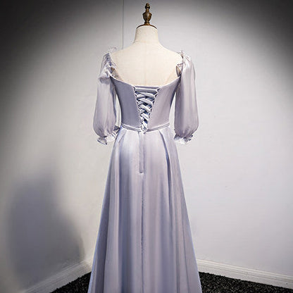 A Line Silver Long Prom Dresses SH202