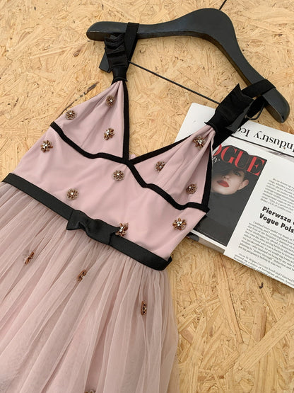 Cute A line Straps Pink Tulle Summer Dress Holiday Party Outfits For Women DP0113