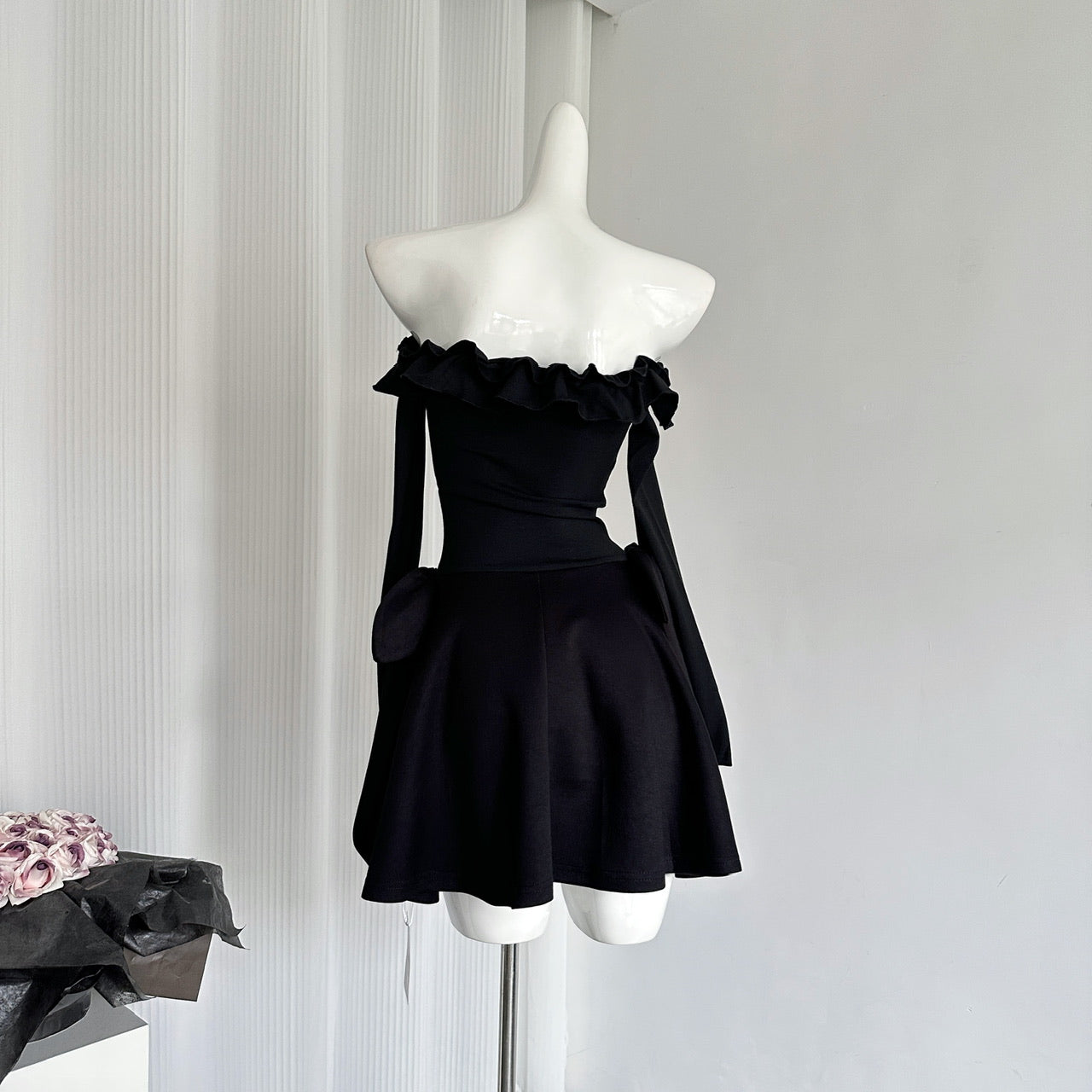 Cute A Line Off The Shoulder Black Summer Dress Holiday Party Outfits For Women DP0094