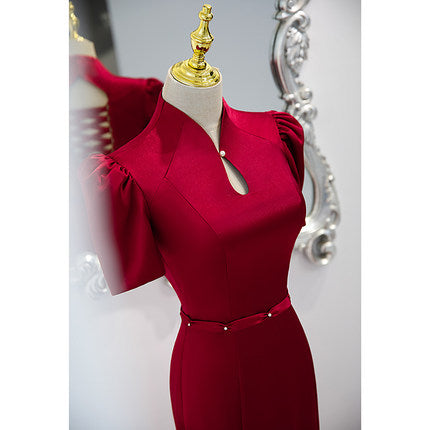 Mermaid Red Satin Prom Dresses SH187