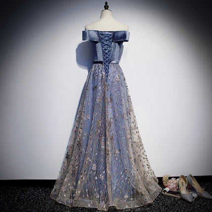 Off The Shoulder Sequin Prom Dresses Sexy Evening Dress SH078