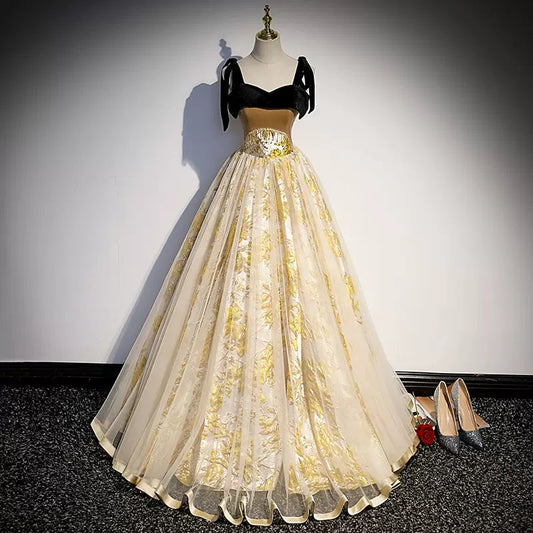 Simple A line Long Tulle Prom Dresses SH233