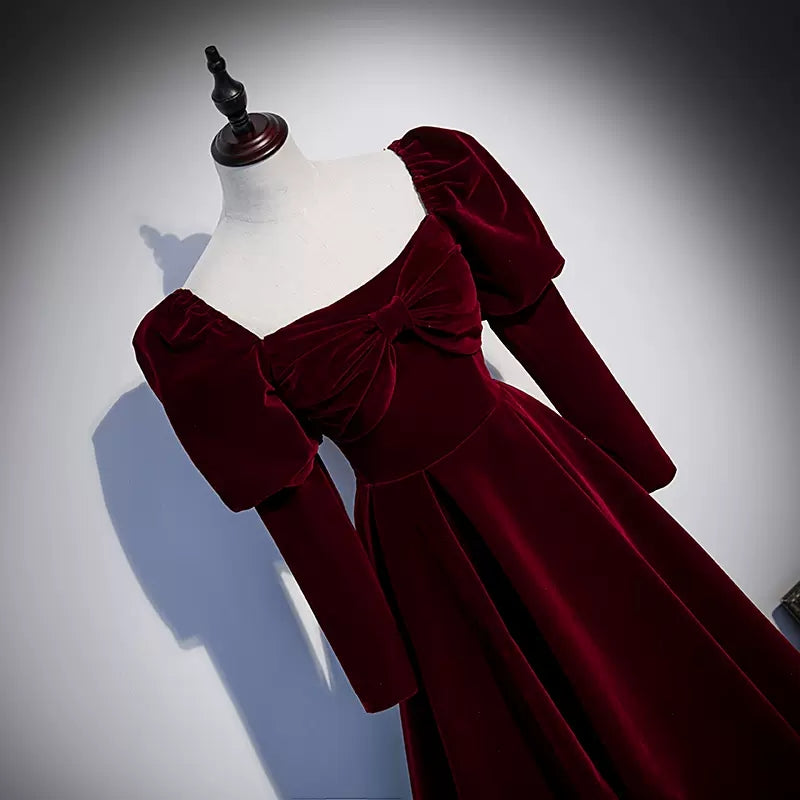 Simple A line Red Long Prom Dresses SH226