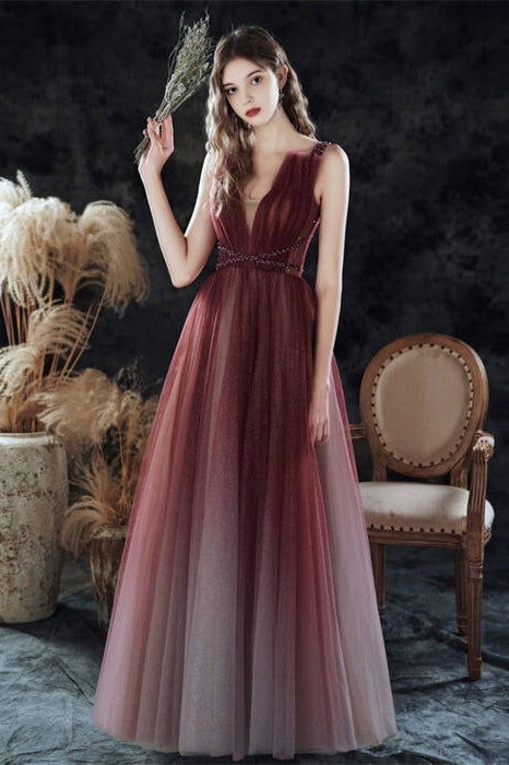Spaghetti Straps Tulle A-Line Empire Sparkly Prom Dress