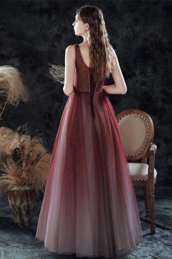 Spaghetti Straps Tulle A-Line Empire Sparkly Prom Dress