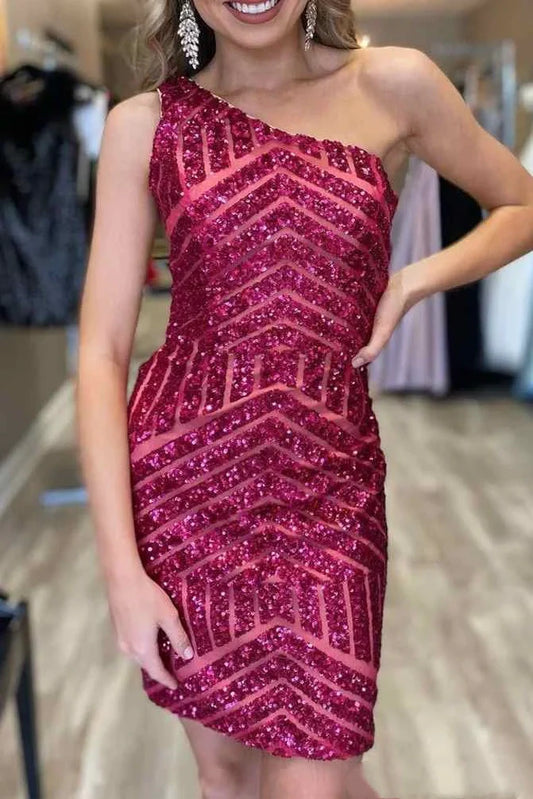 One Shoulder Sleeveless Bodycon Empire Short Homecoming Dress