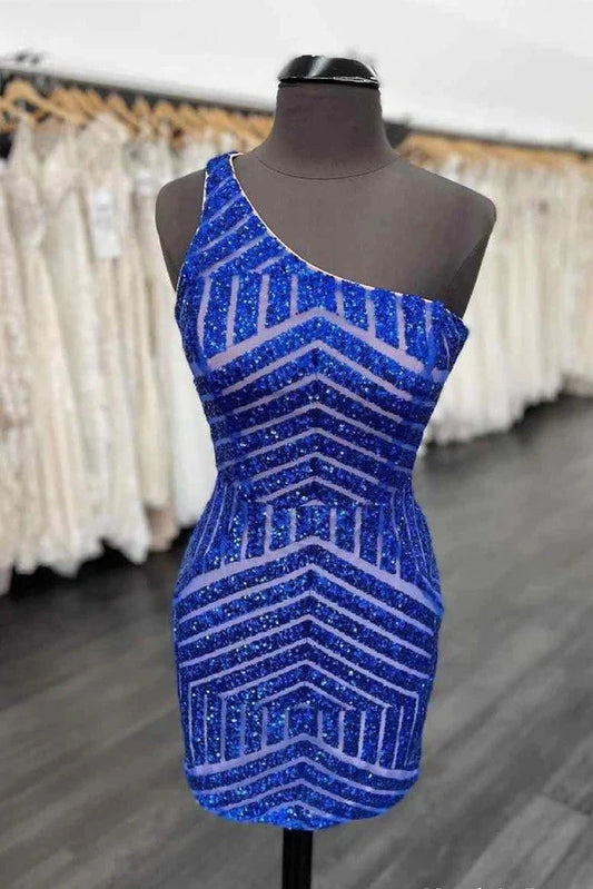 One Shoulder Sleeveless Bodycon Empire Short Homecoming Dress