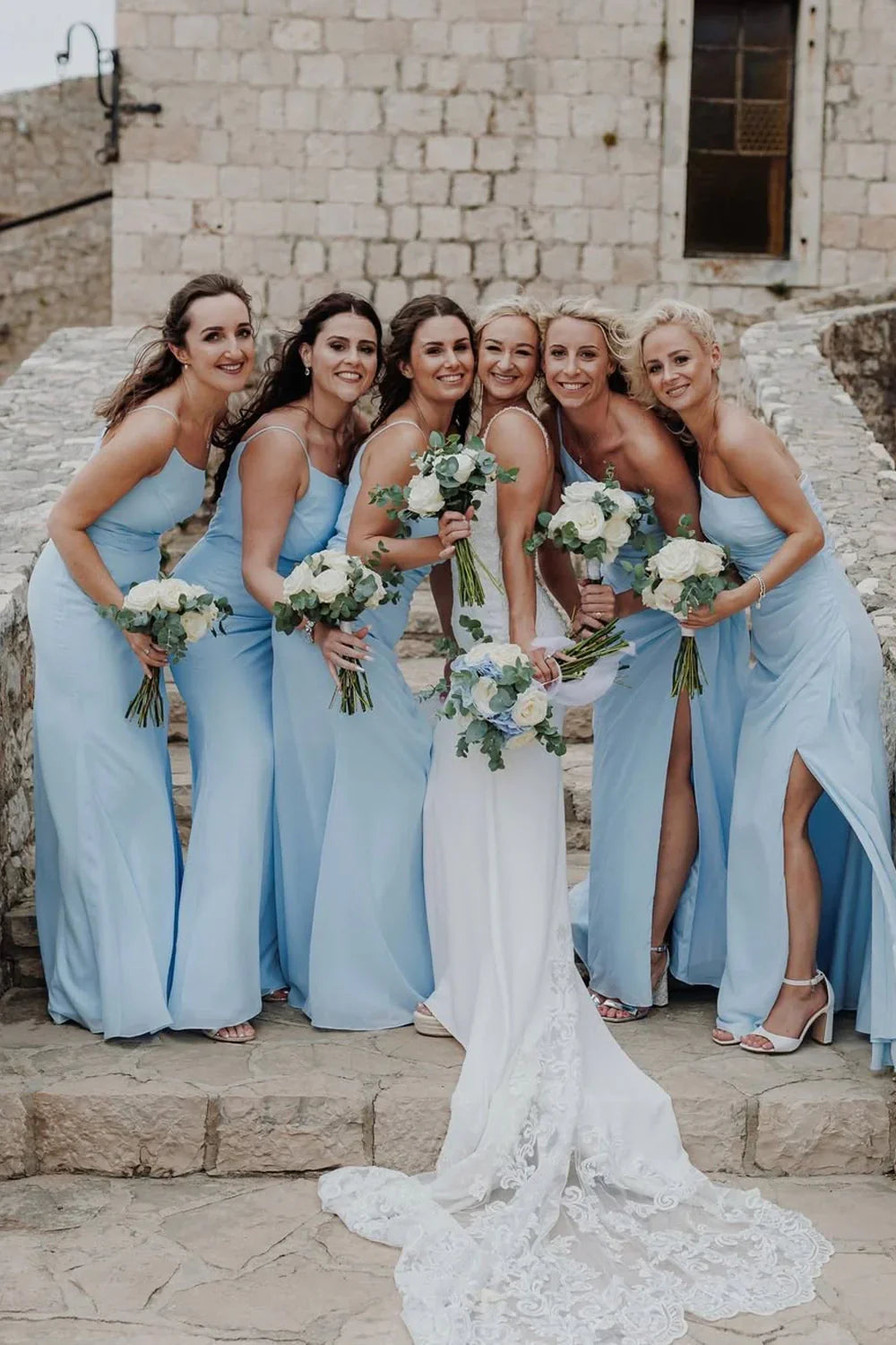 One Shoulder Sleeveless Long Bridesmaid Dress With Side Slit