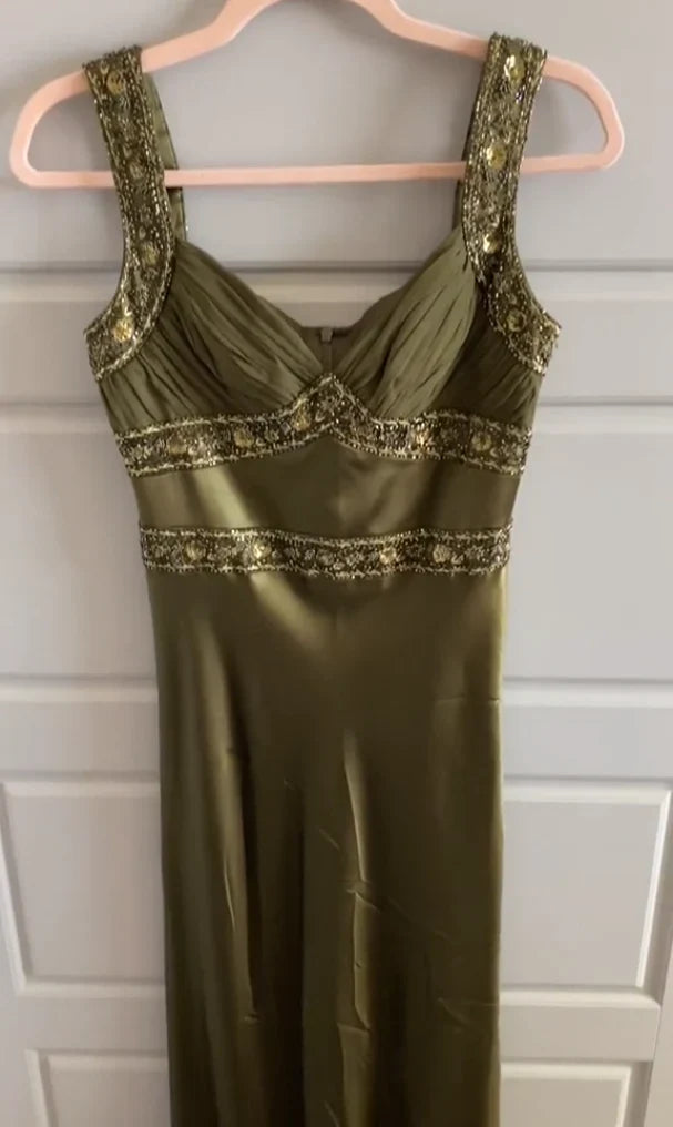 Elegant Sheath Olive Green Prom Dresses Long Formal Dress SH4539