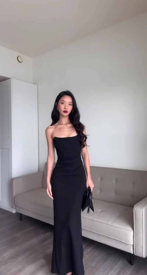 Sexy Mermaid Strapless Black Long Prom Dress P1526