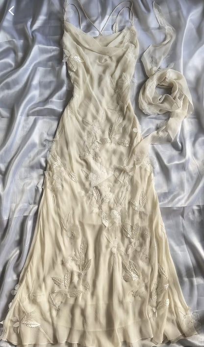 Sexy Sheath Straps Chiffon champagne Long Prom Dresses P1765