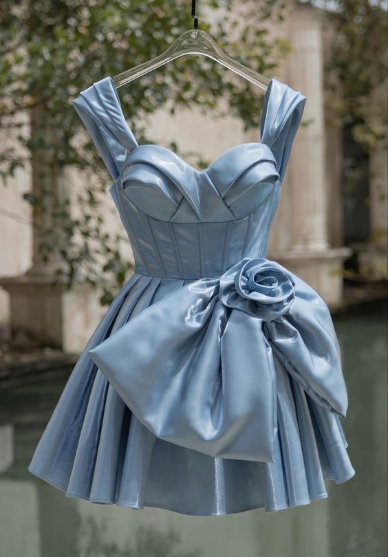 Simple A Line Straps Blue Homecoming Dress 16th Birthday Outfits P1835