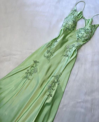 Fancy Mermaid Spaghetti Straps Green Backless Long Prom Dress Evening Dress Formal Dress SD2190
