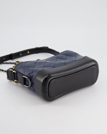 *FIRE PRICE* Chanel Blue & Black Small Gabrielle Bag in Lambskin Leather with Mixed Hardware