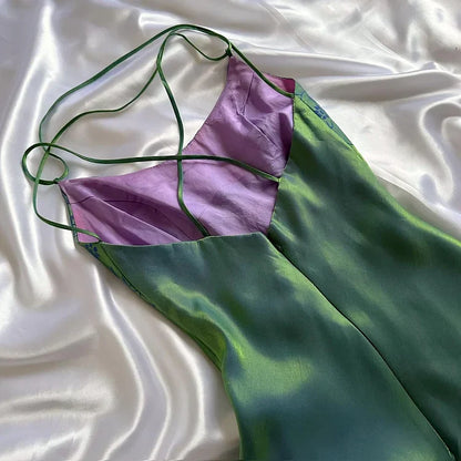 Beautiful A Line Spaghetti Straps Green Long Prom Dresses Evening Gowns P2312