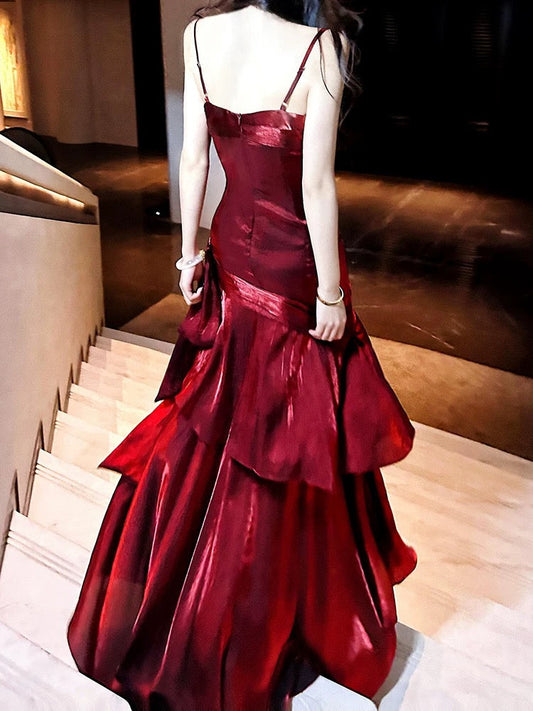Modest Mermaid Spaghetti Straps Long Prom Dresses Birthday Party Dress Evening Gowns P2357