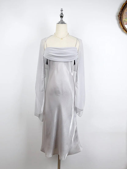 Simple And Elegant Gray Laser Material Homecoming Dress P3361