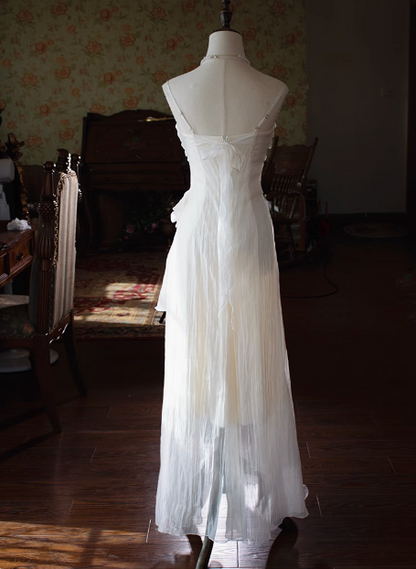 Elegant French Camellia Strap Irregular Prom Dress P3481