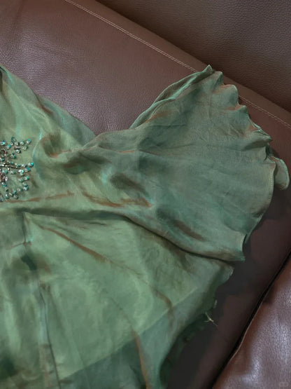 Retro Green Mermaid Spaghetti Strap Exquisite Beaded Chiffon Prom Dress Party Dress SH4068