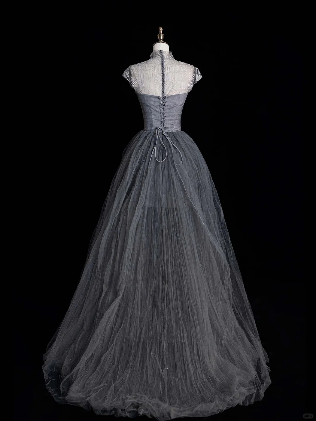 Simple Grey A Line High Neck Satin Tulle Long Prom Dress Graduation Prom Dress SH2521