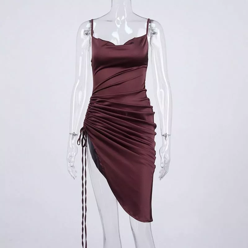New Satin Green Prom Dress Spaghetti Strap Party Evening Dress  SH1401