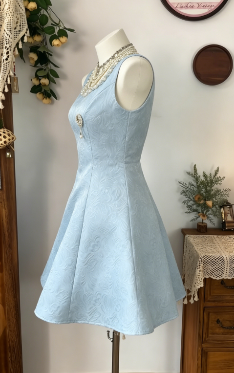 Elegant Homecoming Dress Square Pearl Back to School Outfits Party Dress  D6586