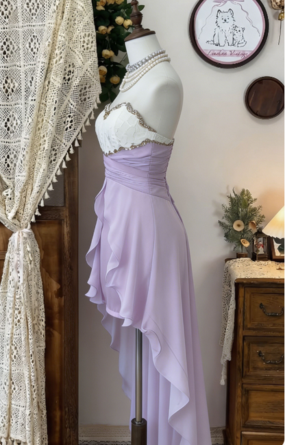 Chic Homecoming Dress Sweetheart Rinestone Pleated Hi-Lo Back to School Outfits Party Dress  D6613