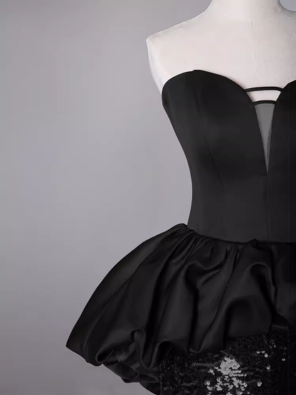 Mermaid Sweetheart Long Black Sequin Prom Dresses P1923