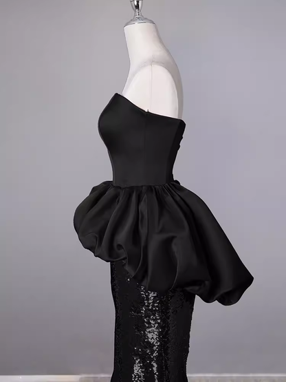 Mermaid Sweetheart Long Black Sequin Prom Dresses P1923