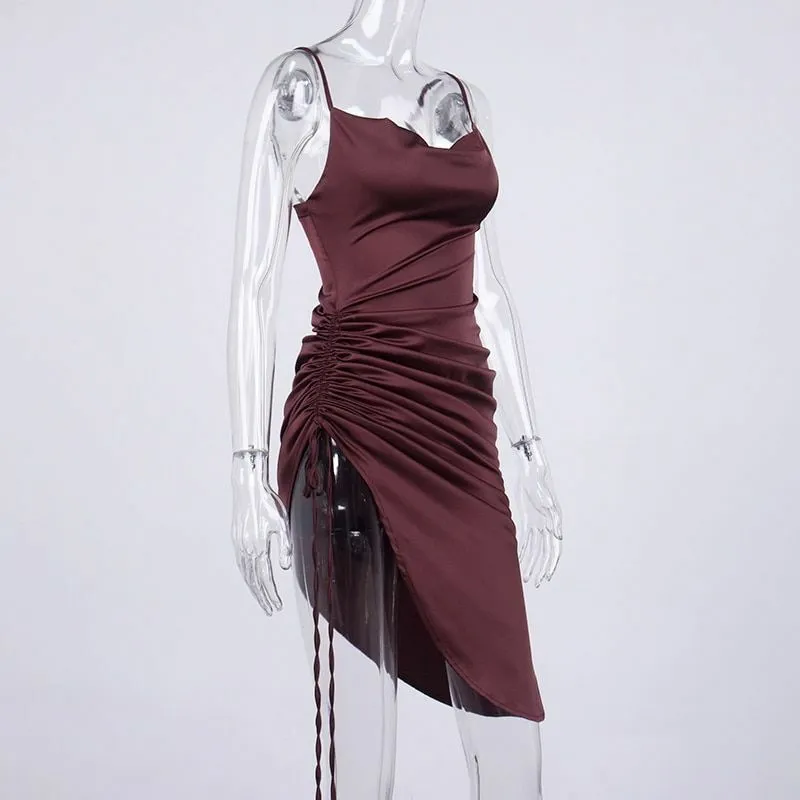 New Satin Green Prom Dress Spaghetti Strap Party Evening Dress  SH1401