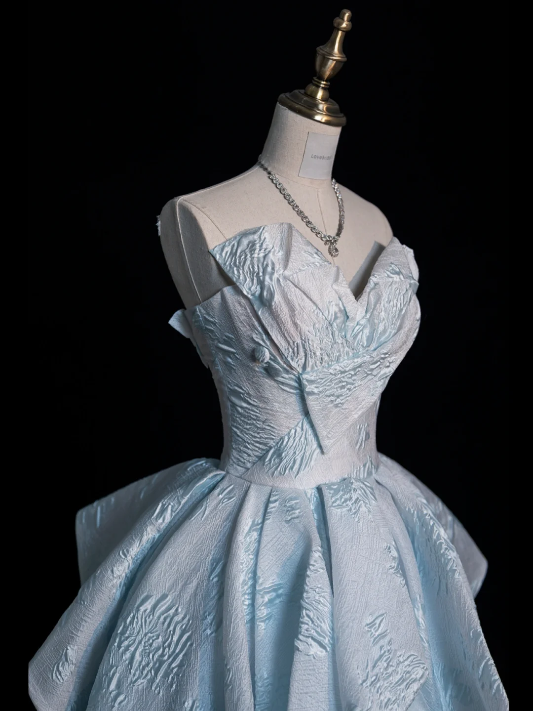 Cute A Line Straps Sky Blue Satin Tulle Long Evening Dresses Party Dresses SH2673