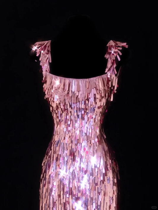 Pretty Sequin Sheath Pink Homecoming Dress Short Prom Dress D421